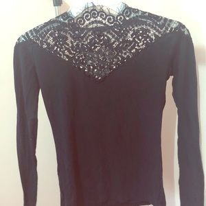 Black blouse with lace detail